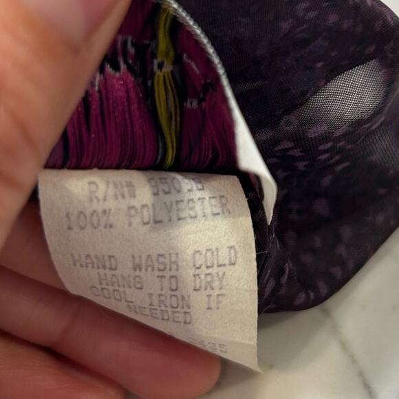 Vintage Blind Date Purple Semi Sheer Mesh V Neck Flutter Cap Sleeve Mini Dress - Picture 9 of 9